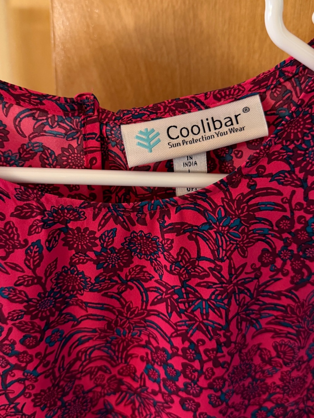 Coolibar Hot Pink Top with Navy Floral Print